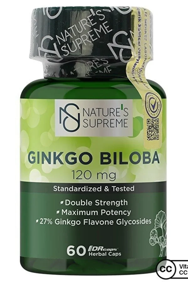 عشبة Ginkgo Biloba الجنكة بيلوبا 120 ملغ، 120 كبسولة | Nature's Supreme