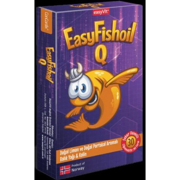 كيو اوميجا 3 + كولين,فيتامينات ب 6,ب12 حمض الفوليك جل قابل للمضغ30 قرص|Easyvit